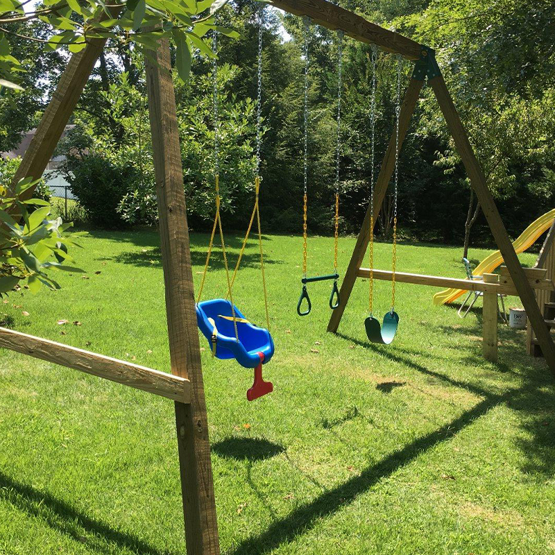 Forest Green Iron Chain Kids Swing Trapeze